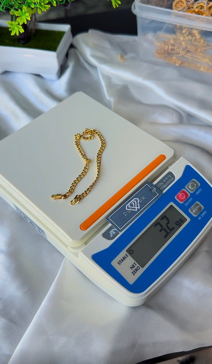 18K Solid Gold Cuban Anklet | 10 Inches | 3.24g