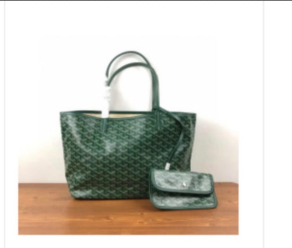 The Green G Patterned Tote Bag with Extra Pouch LASi020