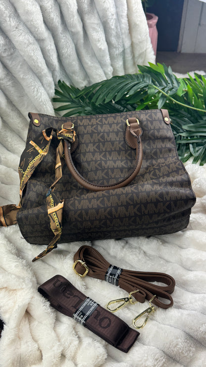 Women's Brown Monogram Pattern Tote Bag  | LARYZ Everyday 042 | Big