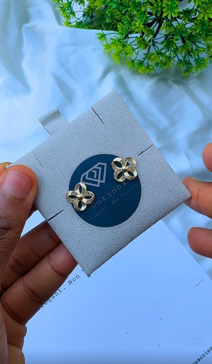 18K Solid Gold Textured Stud Earrings – Floral, Greek Key Clover & Bow Statement Stud Earrings (Pick Your Style) | 1.5 - 2.0g