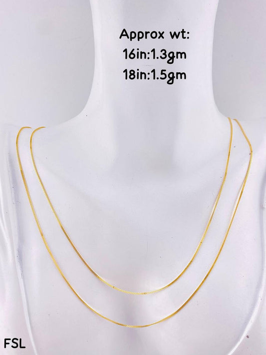 Degaats 18Karat Pure Gold Chain Necklace 18”