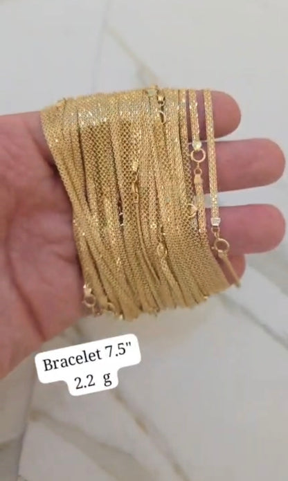 Diigac 18K Pure Gold Carpet Bracelets 7.5 Inches