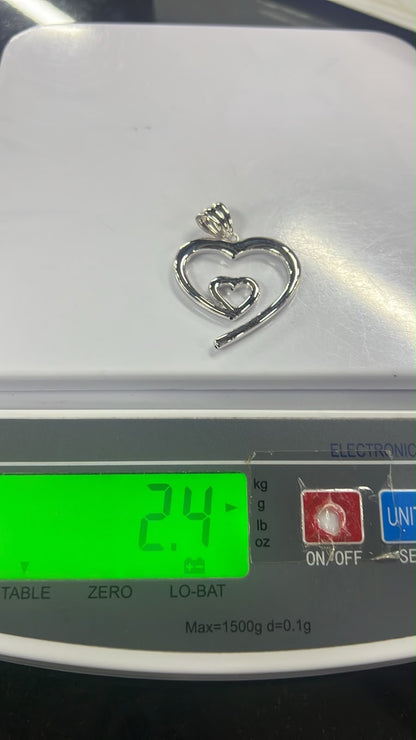 18K Solid Gold Double Heart Pendant (2.4g) | Open Heart-in-Heart Charm⁠ | Yellow & White Gold