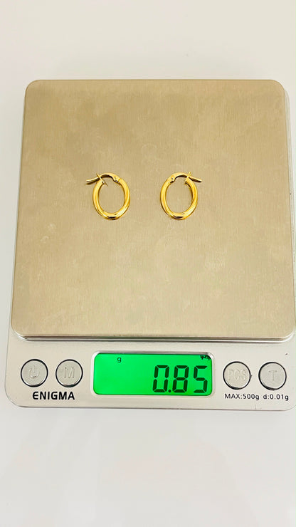 18K Solid Gold  Polished Hoop Earrings | 0.9g & 1g