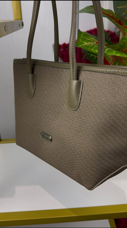Olive Green Textured Fabric Tote Bag {Big} | LARYZ Everyday 012 | Big
