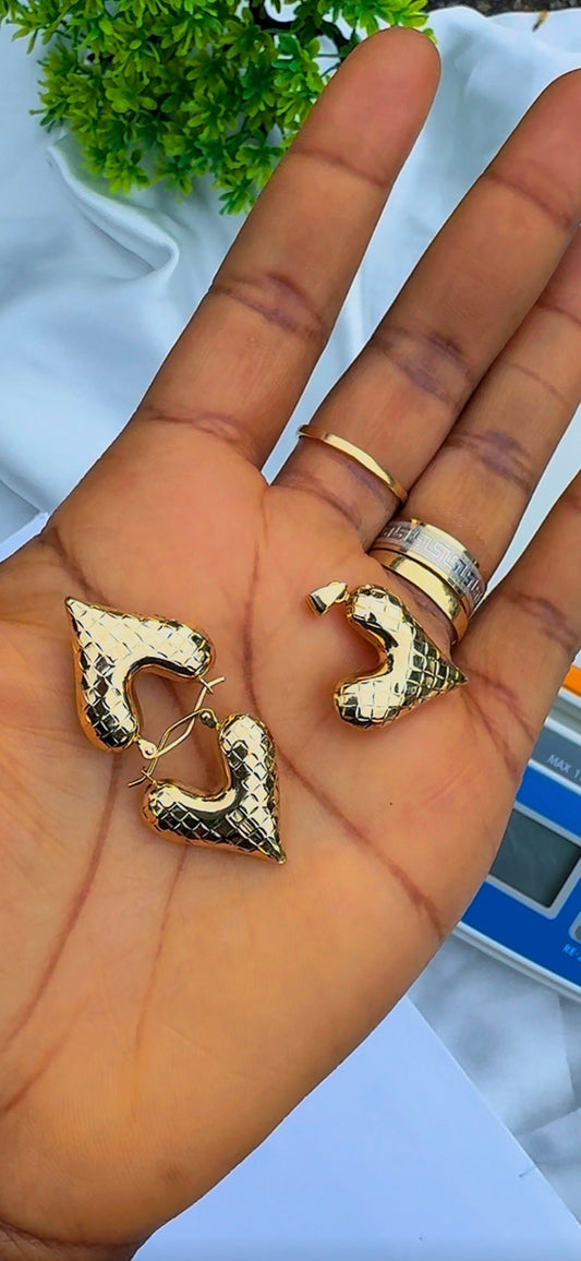 Deegah 18K Solid Gold (Extra) Earrings & Pendant Jewellery Set