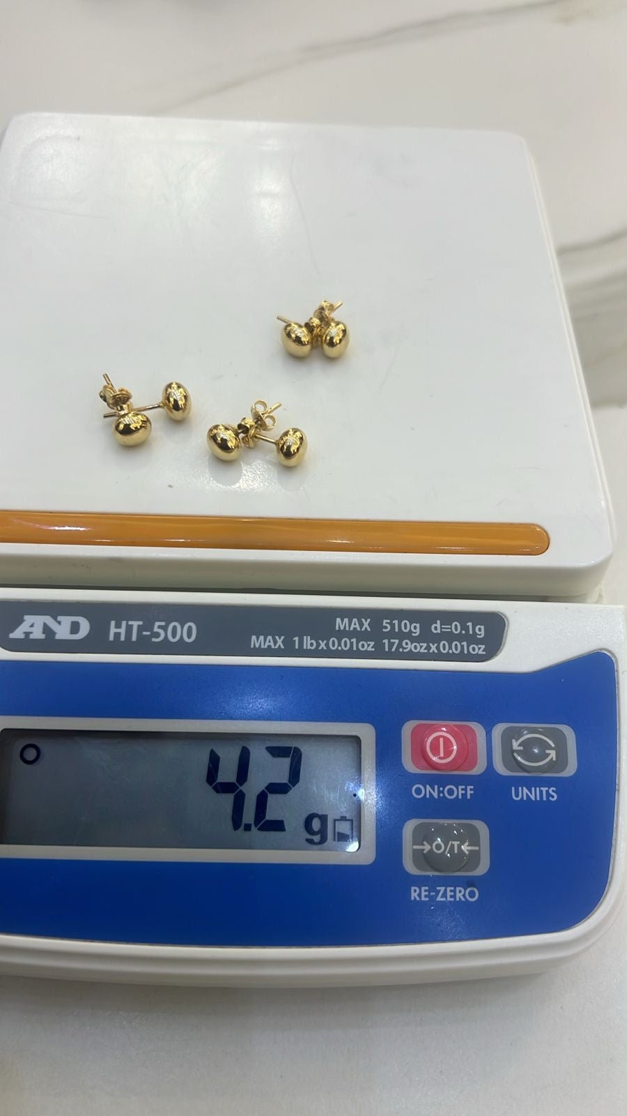 18 Karat Solid Gold Ball Stud Earrings | Shiny | 1.4g