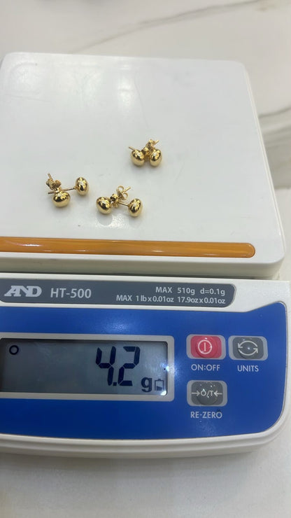 18 Karat Solid Gold Ball Stud Earrings | Shiny | 1.4g