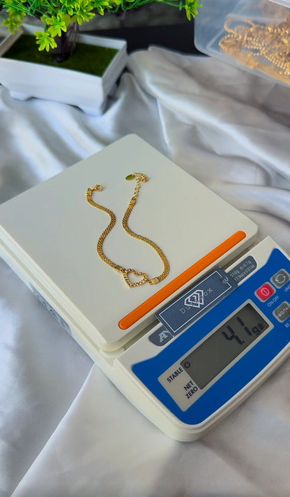 18 Karat Solid Gold Carpet + Charm Anklet | 10 Inches | 4g~4.3g