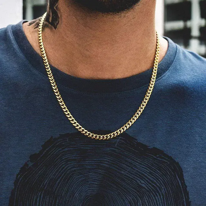 Dicub 18K Gold Plated Stainless Steel Cuban Chain Necklace Hip Hop Jewellery Curb Link Figaro Chain for Men & Women