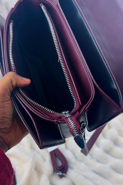 Burgundy Structured Women's Flap Wallet Bag | LARYZ Everyday - 025