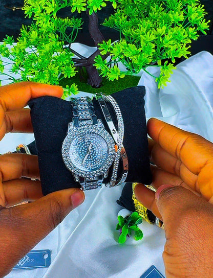 Diiddam Quality 2pc Fashion Wristwatch & Bracelet Set Quartz Watches For Women