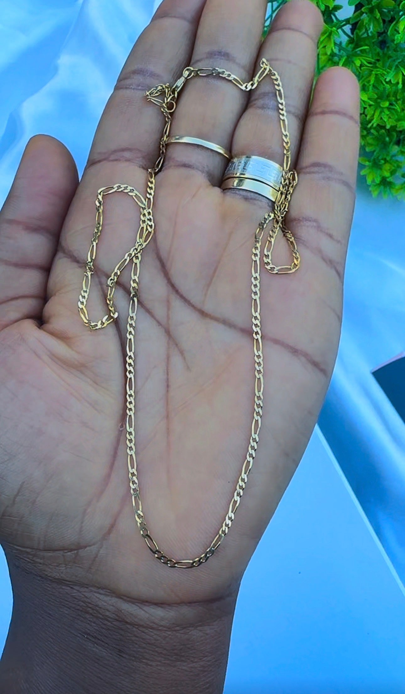 18 Karat Real Gold Figaro Chain Necklace 20 & 22 Inches