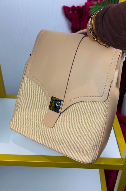 Black & Biege Structured Women's Bagpack {Medium} | LARYZ Everyday 008