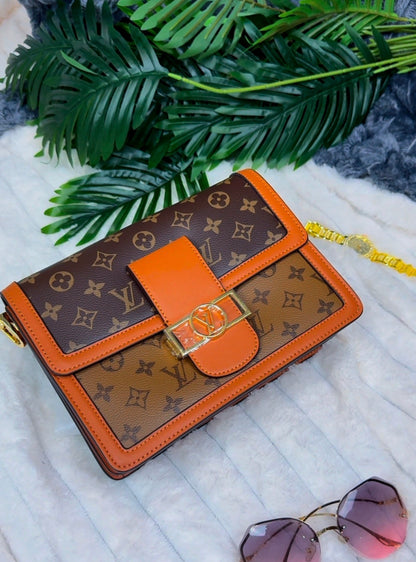 Monogram Canvas Crossbody Bag with Leather Strap - LASi015