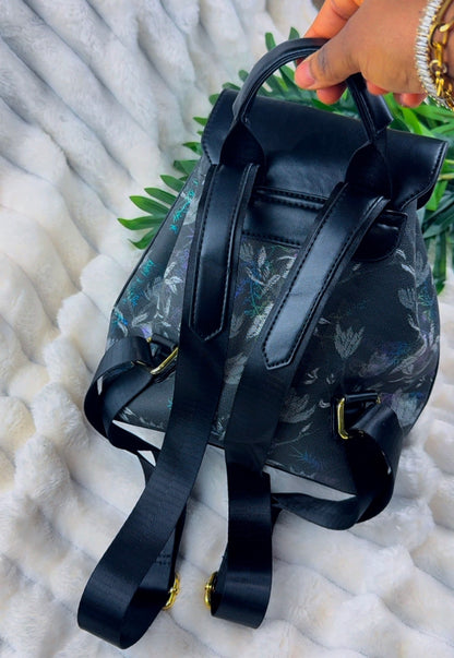 Black Patterned Smiley Women's Bagpack {Medium} | LARYZ Everyday 054