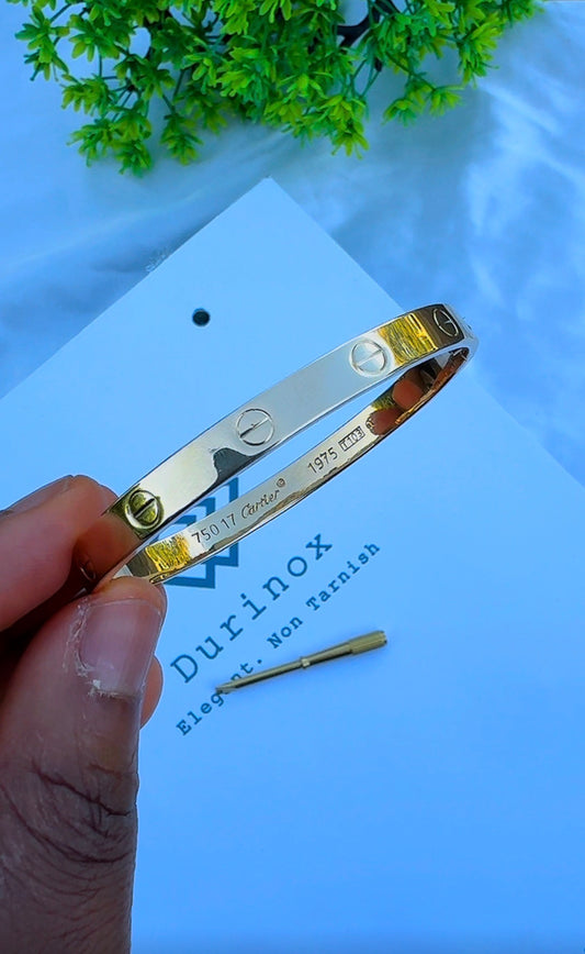 18K Solid Gold Classic Branded Screw Bangle | Size 17 | 7.2g