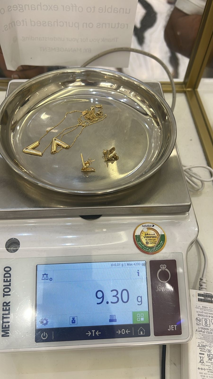 Diigac 18K Pure Gold Earrings & Necklace Set