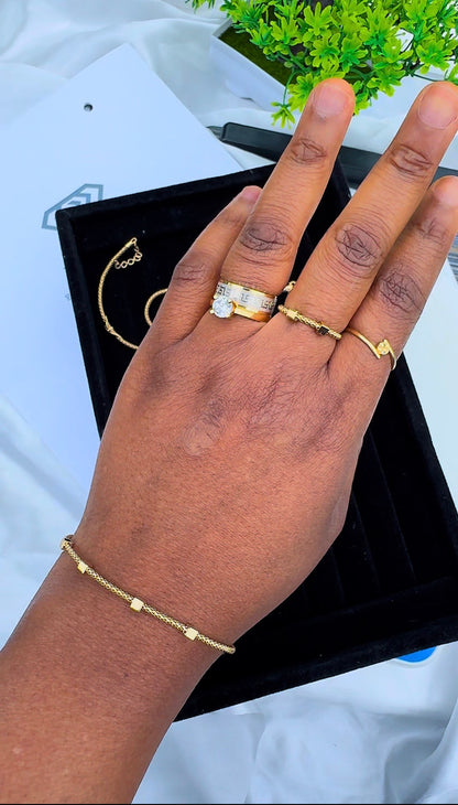 Diigaad 18K Solid Gold(Super Extra) Bangle & Ring Set 8Inches Ring Size 7