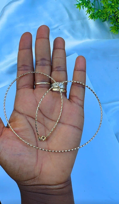 18K Solid Gold Structured Chord Chain Necklace | 2.3g | 18 Inches (Extra)