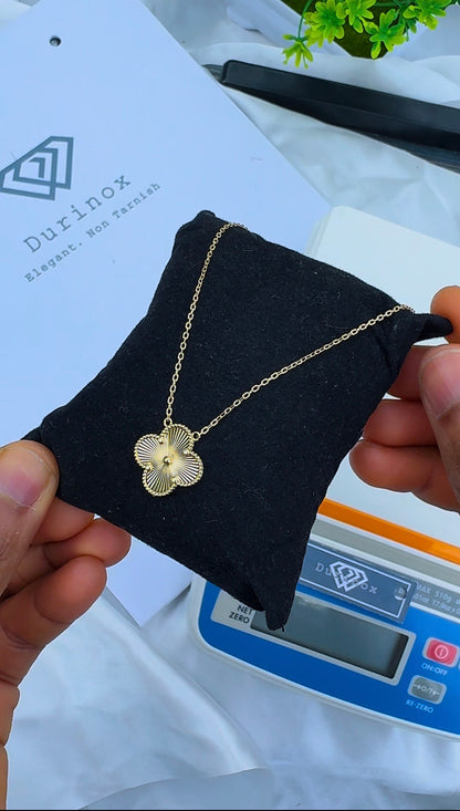 Degacc 18 Karat Solid Italian Gold Instant Chain Clover Necklace