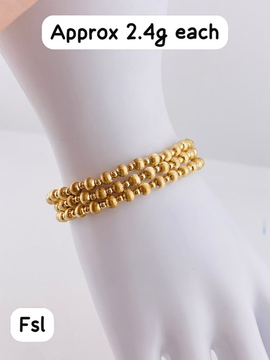18K Solid Gold Ball Bracelets | Stretchable Bangles | 2.2g (Extra) | Small - Medium Wrist