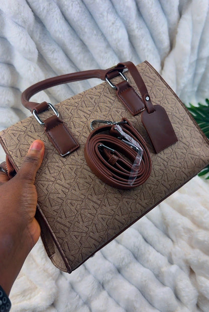 Monogram Canvas Top-Handle Satchel Handbag – Beige & Brown {Medium | Defective} - 010