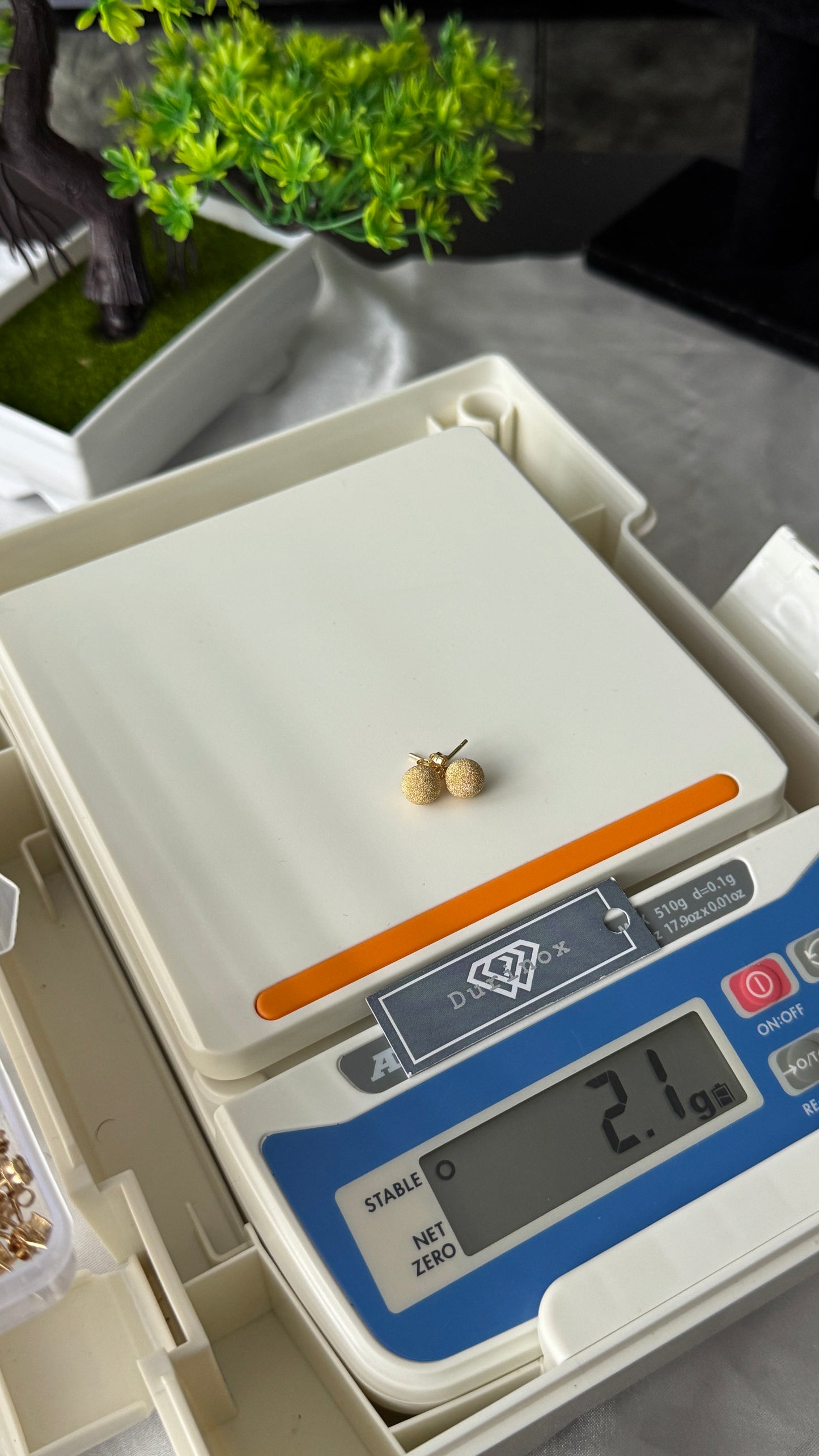 18K Solid Gold Brushed Stud Earrings | 1.5g & 2.1g