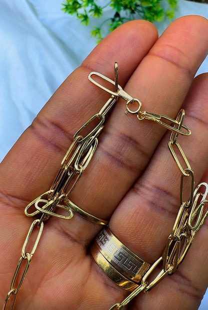18ct Real Gold Paper Clip Heart Instant Chain Necklace- 3.7g | 18 Inches