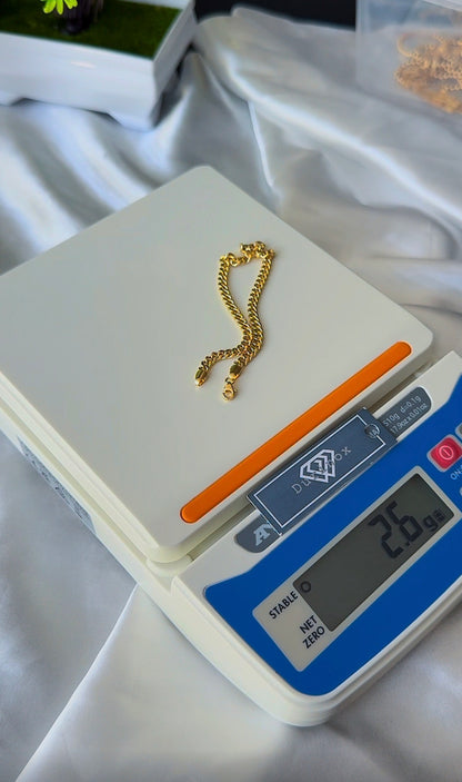 18K Solid Gold Cuban Bracelet – 7.5 Inches - 2.6g & 2.9g