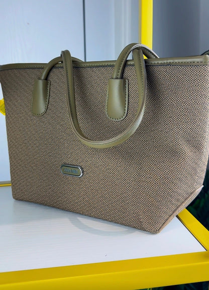 Olive Green Textured Fabric Tote Bag {Big} | LARYZ Everyday 012 | Big