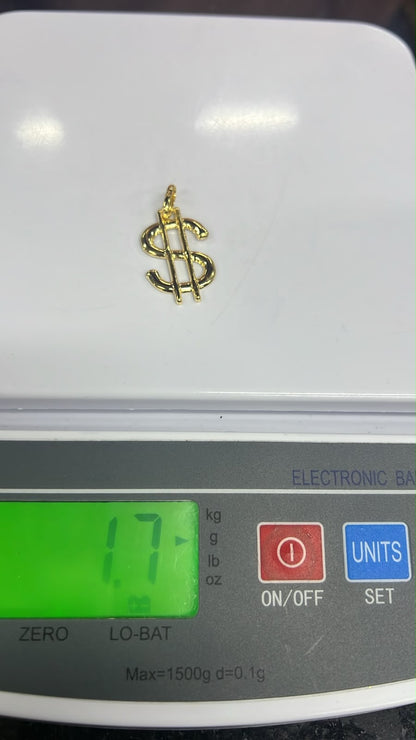 18ct Real Gold Dollar Pendant - 1.7g