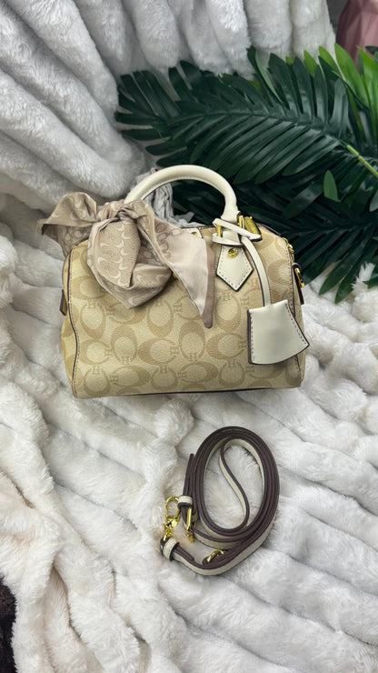 Monogram Leather Barrel Bag with Top Handles | LARYZ Everyday 051 | Small-Medium