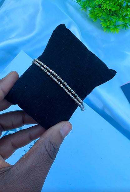 18K Solid Gold Diamond Cut Bracelets | 7.5 Inches