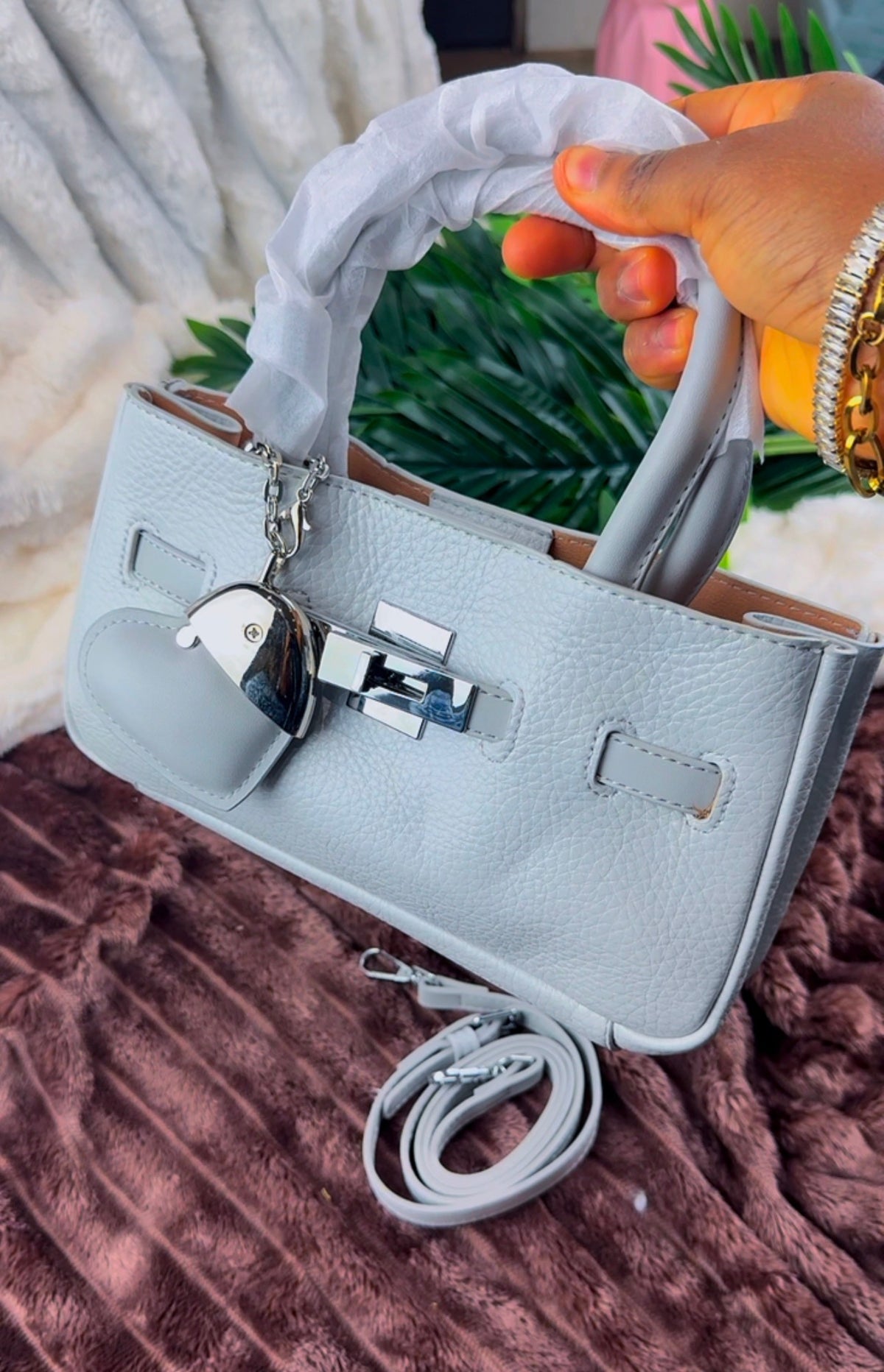 Women’s Light Grey Mini Kelly-Style Top-Handle Bag | LARYZ Everyday 045 | Small-Medium