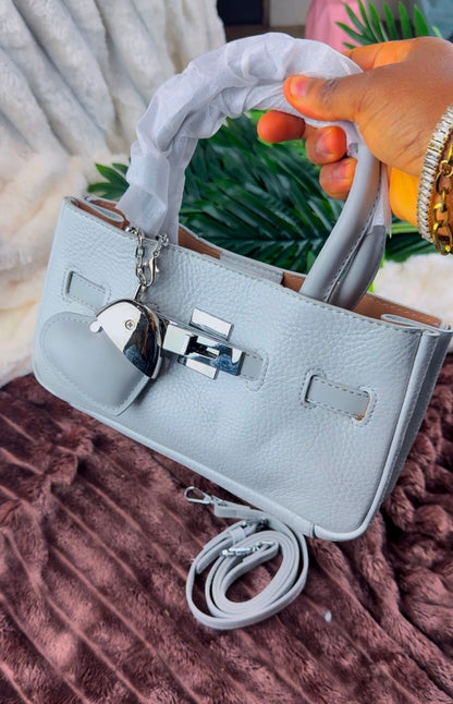 Women’s Light Grey Mini Kelly-Style Top-Handle Bag | LARYZ Everyday 045 | Small-Medium