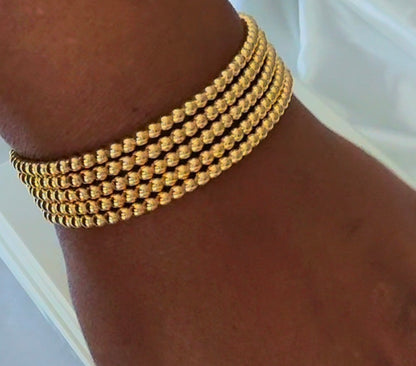 18K Solid Gold Stretchable Bangle (Shiny) | 0.9g & 1.3g | Small to Medium Wrists