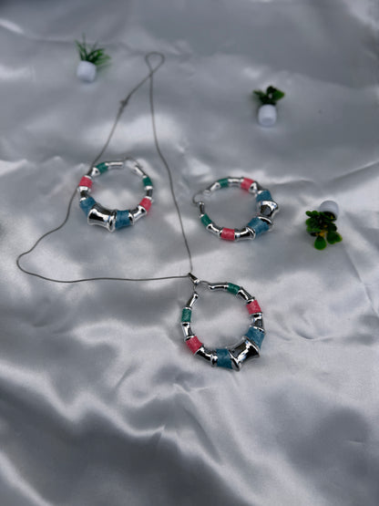 Dexxa Bold & Chunky Colourful Jewellery Set 22” Chain