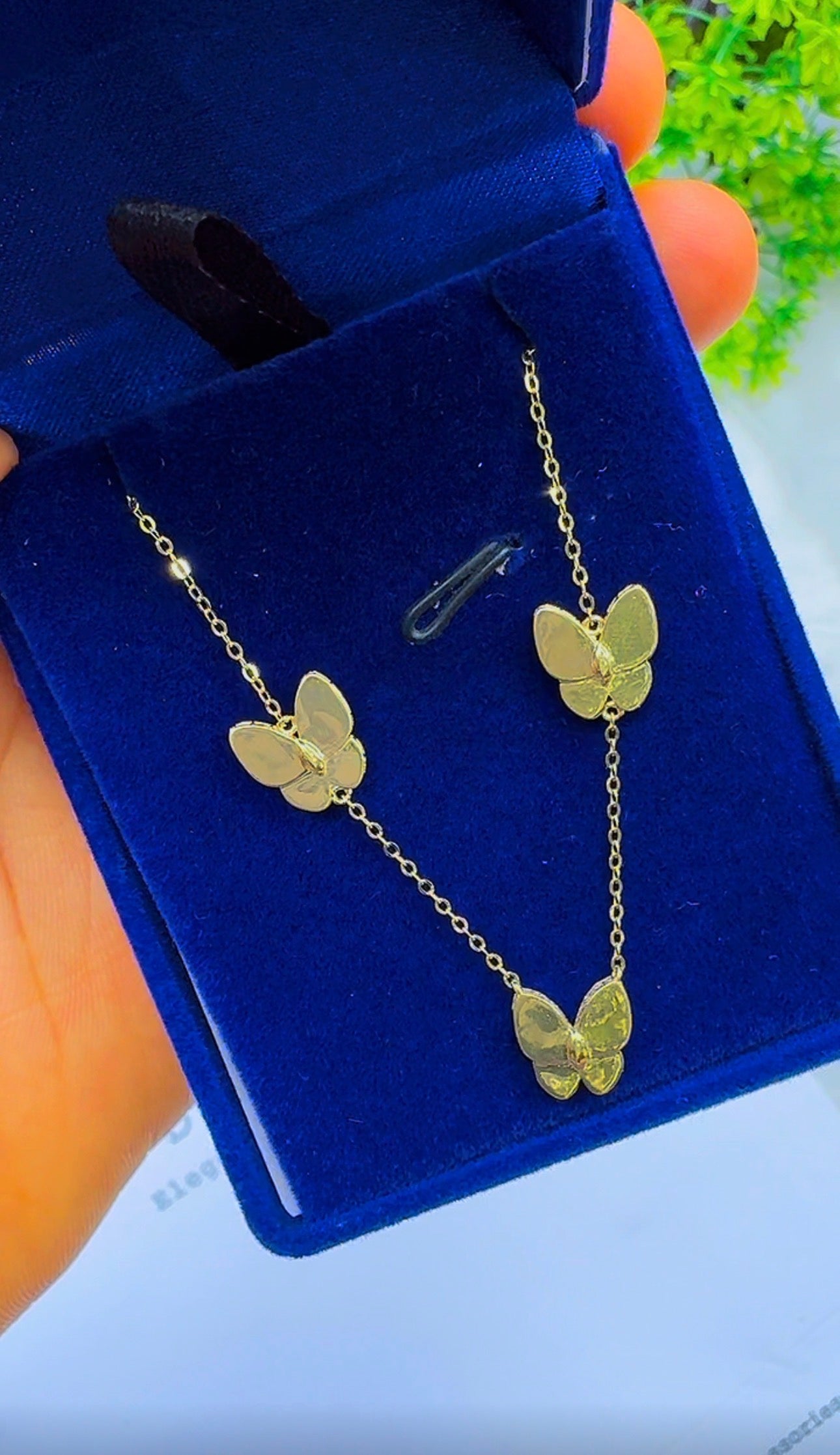 18ct Real Gold Triple Butterfly Necklace | 3.3g | 17” + 1” (18 Inches)