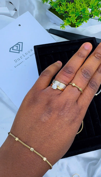 Diigaad 18K Solid Gold(Super Extra) Bangle & Ring Set 8Inches Ring Size 7