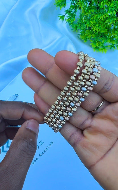 18K Solid Gold Ball Bracelets | Stretchable Bangles | 2.2g (Extra) | Small - Medium Wrist