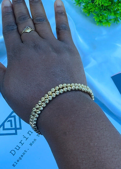 18ct Real Gold Diamond Cut Ball Bracelets | Stretchable Bangles