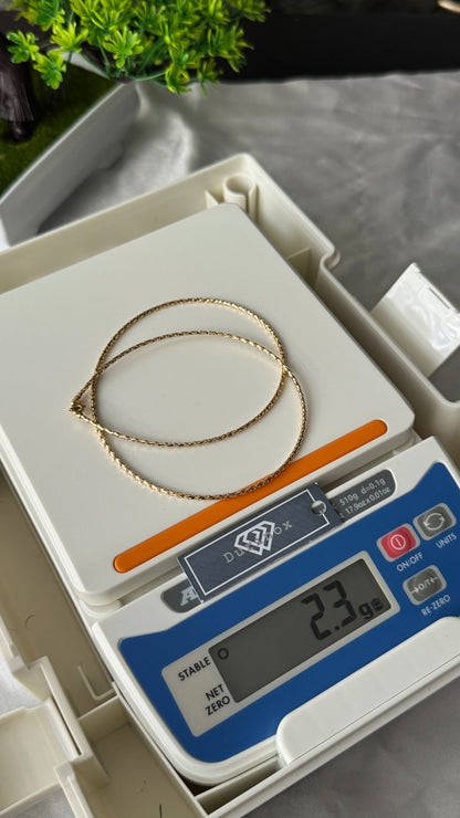 18K Solid Gold Structured Chord Chain Necklace | 2.3g | 18 Inches (Extra)
