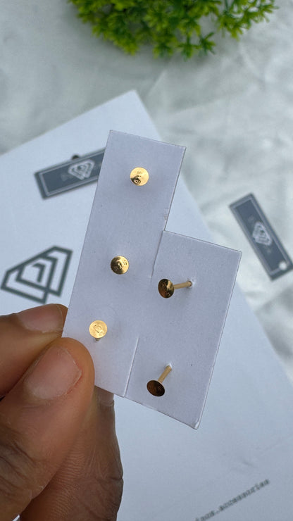 Dugad 22ct | 22 Karat Real Gold Nose Stud Pin Ring With Flat Back Screw Stud | 6mm