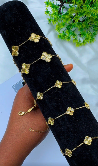 18K Solid Gold Clover Bracelet for Women | 14mm | 5.7g | 7.5 Inches