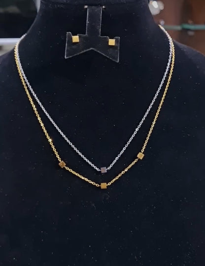 DLix Non Tarnish Hypoallergenic Elegant Party Wedding Engagement Chain Necklace Jewellery Set