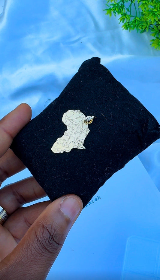 18K Solid Gold African Continent Pendant | 2.24g