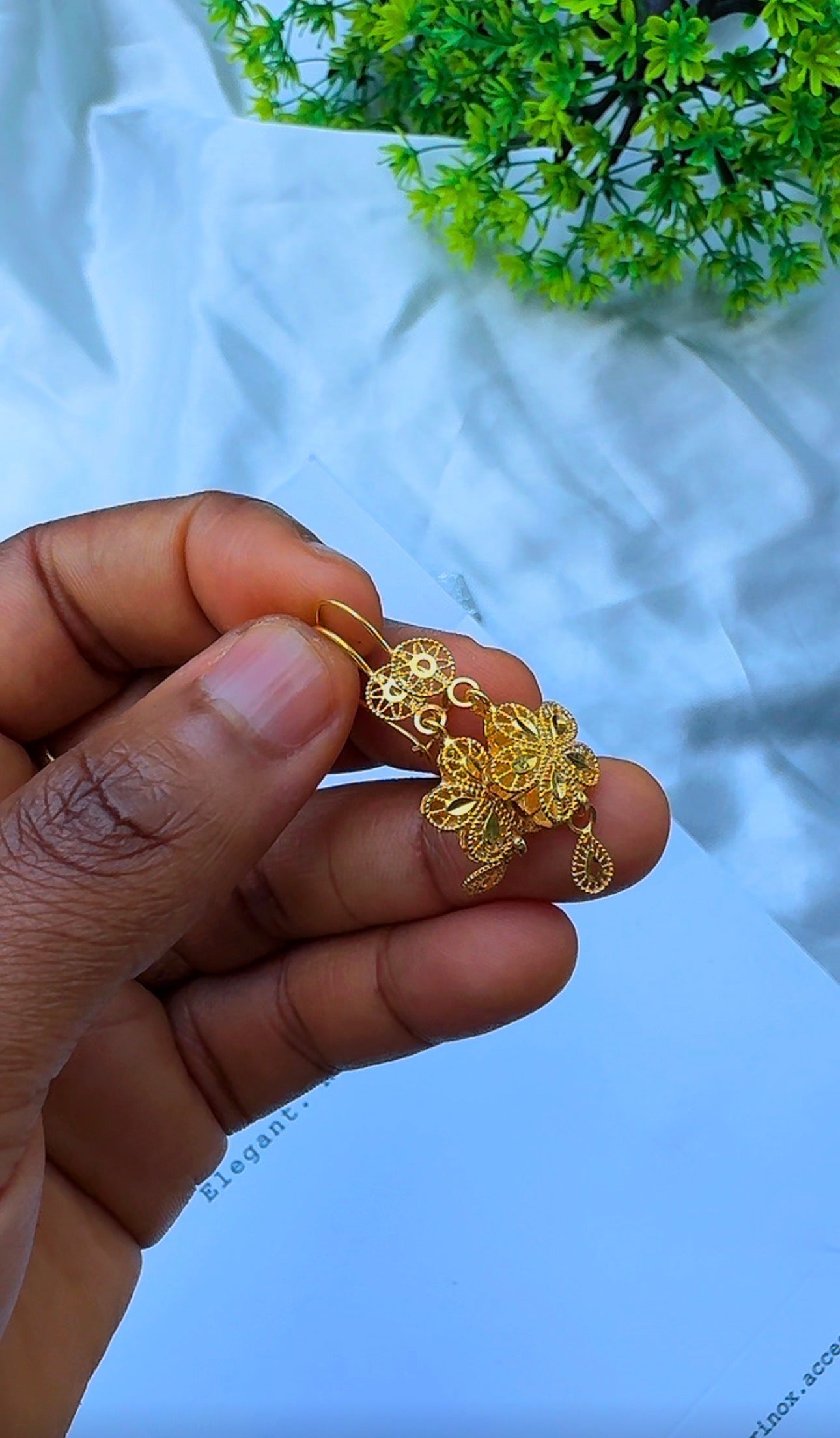 21K Solid Gold EarCuff Drop Earrings | 3.2g