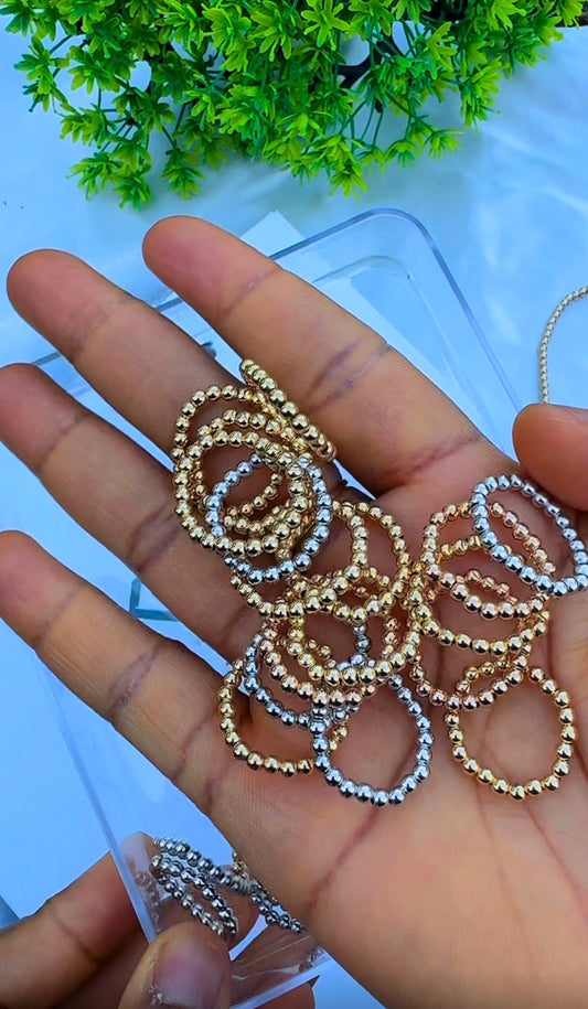 18ct Real Gold Stretchable Ball Rings | Shiny (Extra)