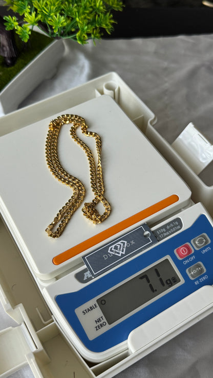 18K Solid Gold Cuban Chain Necklace For Men – 24 Inches - 7.1g